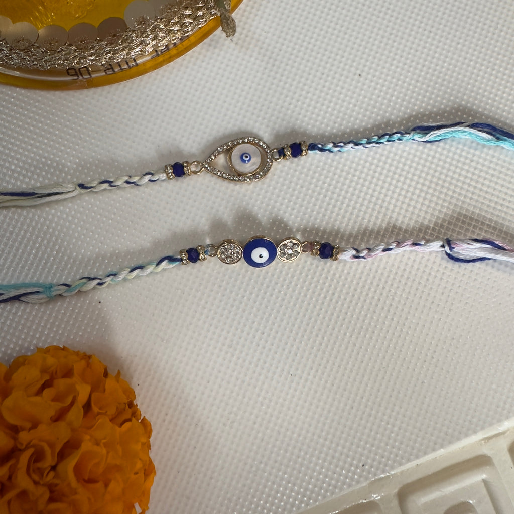 Evil Eye Rakhi Set – Handcrafted Protection & Elegance (Set of 2)