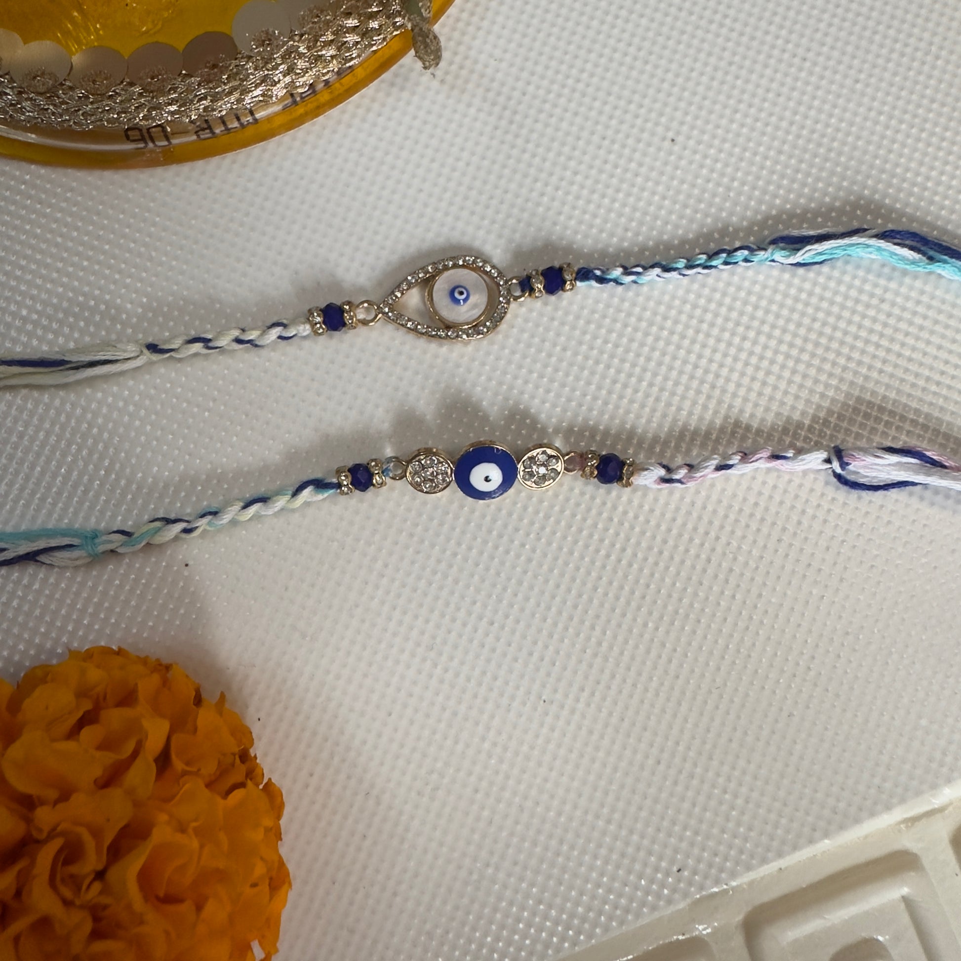 Evil Eye Rakhi Set – Handcrafted Protection & Elegance (Set of 2)