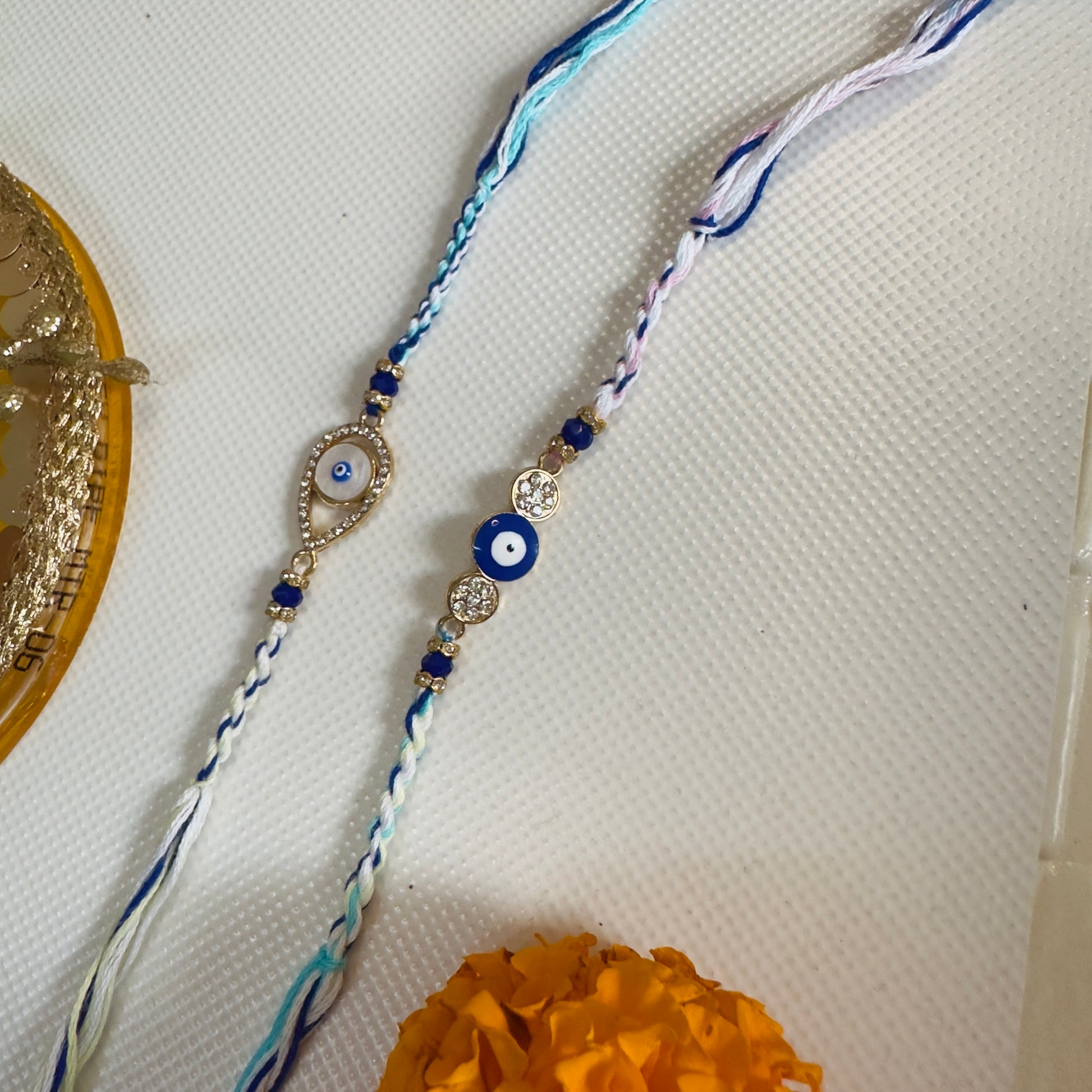 Evil Eye Rakhi Set – Handcrafted Protection & Elegance (Set of 2)