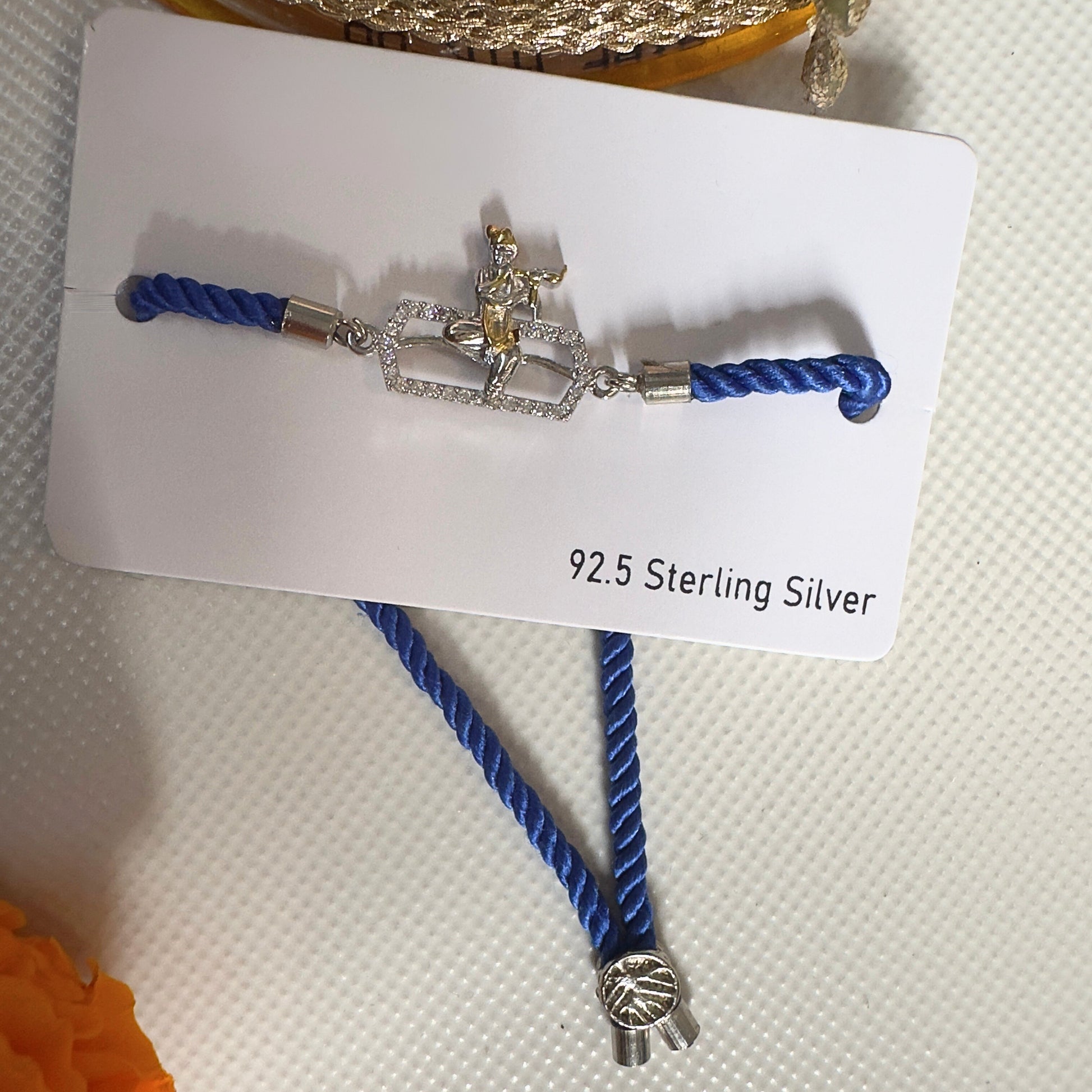 Krishna Charm Rakhi  92.5 Sterling Silver with Adjustable Pull-Tie