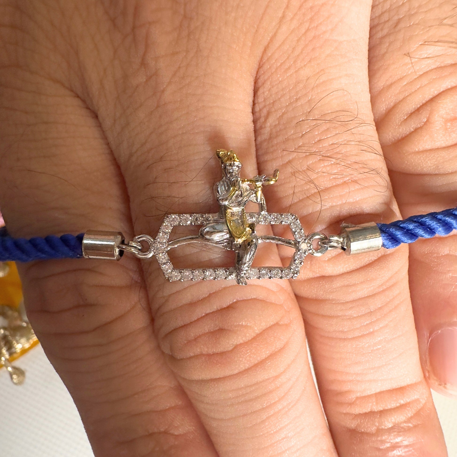 Krishna Charm Rakhi  92.5 Sterling Silver with Adjustable Pull-Tie