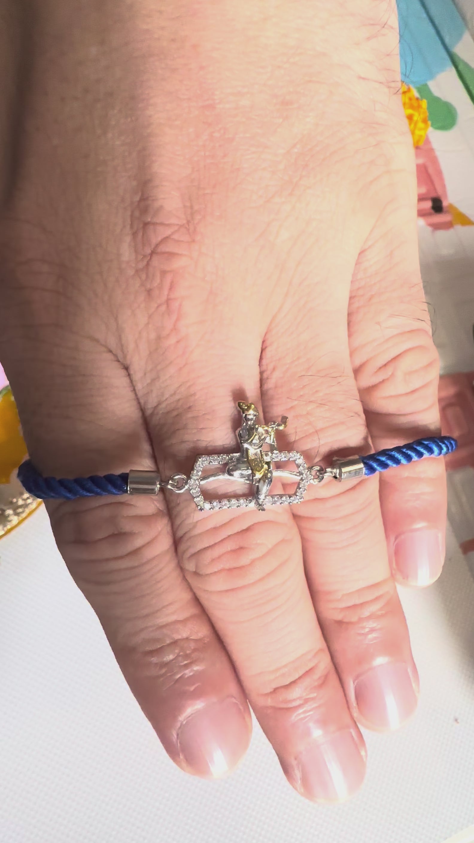 Krishna Charm Rakhi  92.5 Sterling Silver with Adjustable Pull-Tie