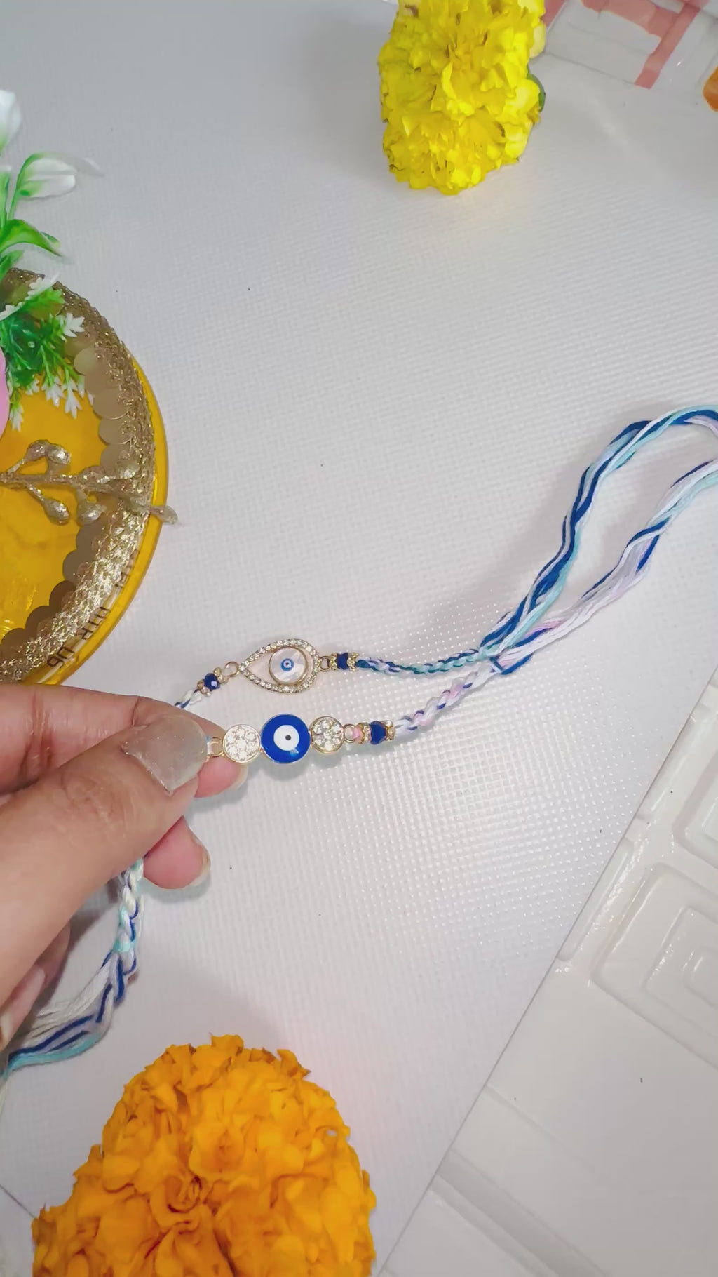 Evil Eye Rakhi Set – Handcrafted Protection & Elegance (Set of 2)