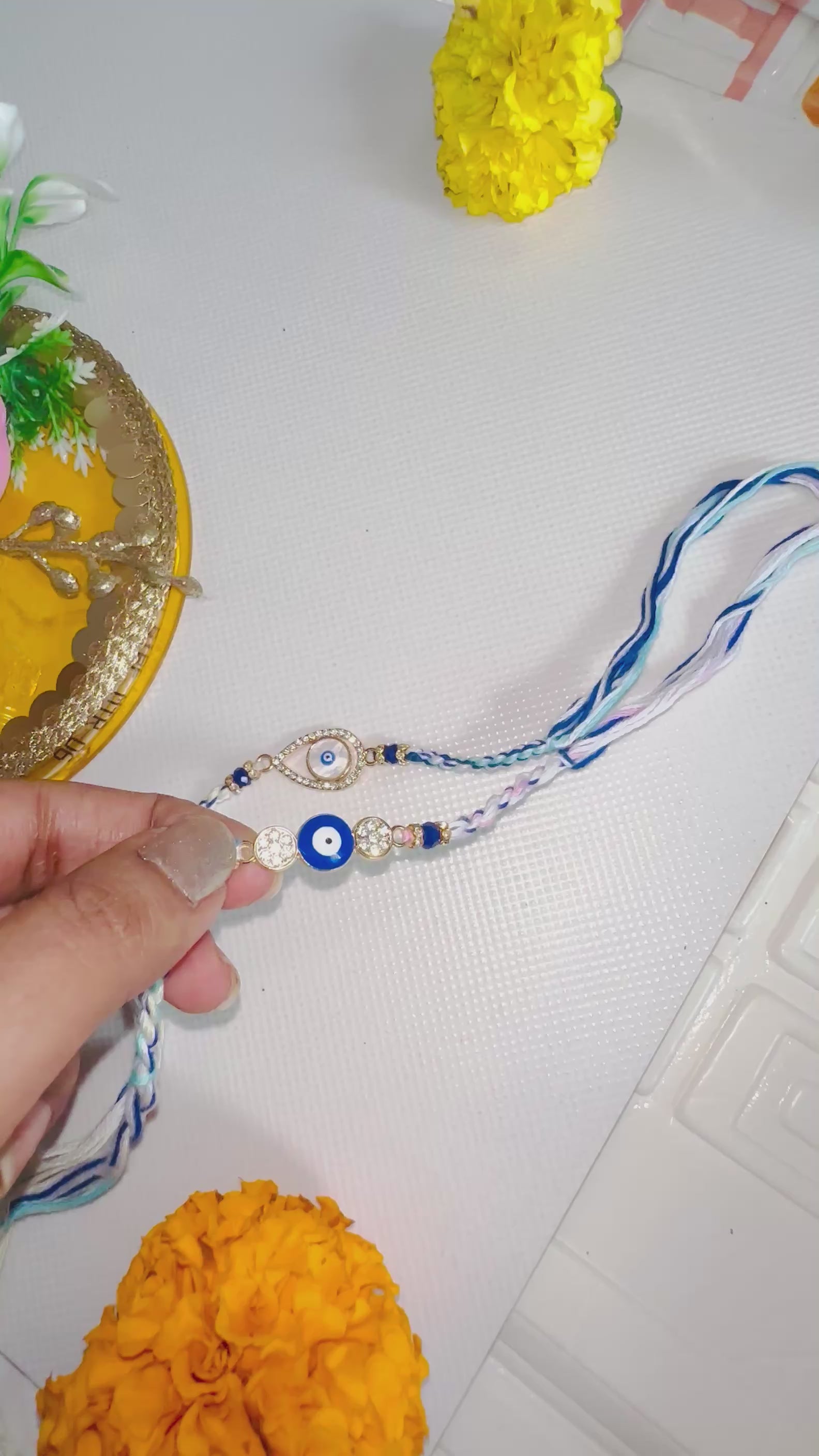 Evil Eye Rakhi Set – Handcrafted Protection & Elegance (Set of 2)
